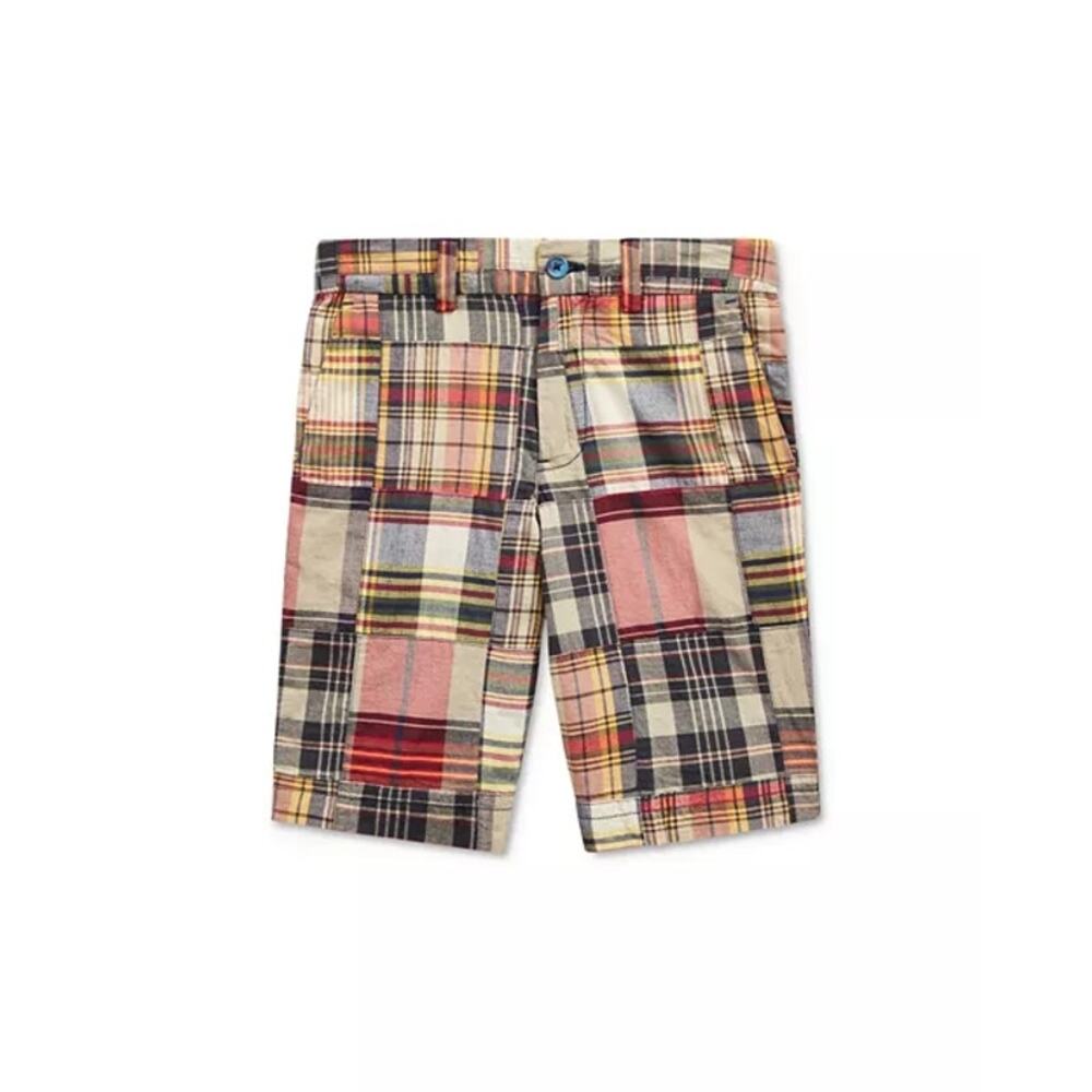 Polo Ralph Lauren Boys Madras Patchwork Plaid Slim Fit Shorts NWT